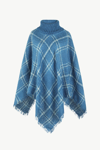 Shop Plaid Turtleneck Fringe Hem Poncho - High-Quality U.S. Made Women’s Fashion with Free Fast Shipping