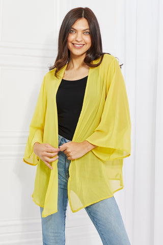 Shop Yellow Melody Just Breathe Full Size Chiffon Kimono in Yellow - High-Quality U.S. Made Women’s Fashion with Free & Fast Shipping