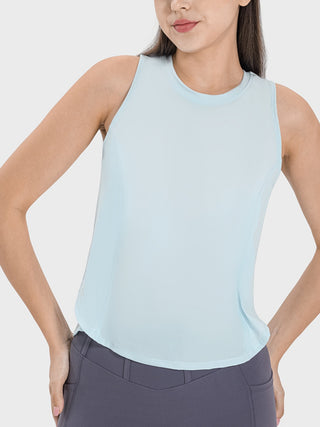 Shop Light Blue Millennia Round Neck Active Tank - High-Quality U.S. Made Women’s Fashion with Free & Fast Shipping