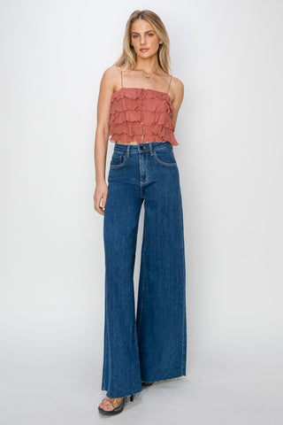 Shop RISEN High Rise Palazzo Jeans - High-Quality U.S. Made Women’s Fashion with Free & Fast Shipping