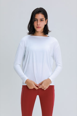 Shop White Millennia Loose Fit Active Top - High-Quality U.S. Made Women’s Fashion with Free & Fast Shipping