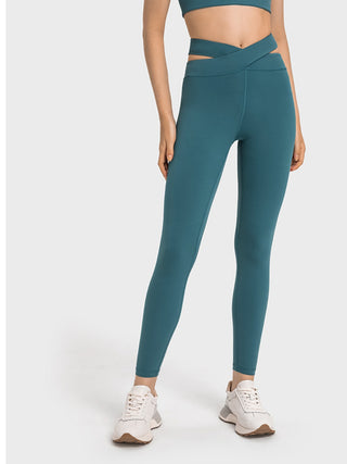 Shop Teal Crisscross Cutout Sports Leggings - High-Quality U.S. Made Women’s Fashion with Free & Fast Shipping