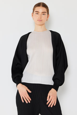 Shop Black One Size Marina West Swim Rib Pleated Puff Sleeve Bolero Cardigan - High-Quality U.S. Made Women’s Fashion with Free & Fast Shipping