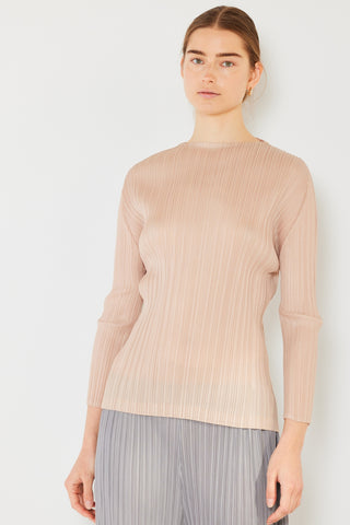 Shop Beige Marina West Swim Pleated Long Sleeve Boatneck Top - High-Quality U.S. Made Women’s Fashion with Free & Fast Shipping