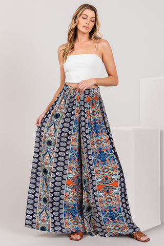 Shop SAGE + FIG Bohemian Multi Geo Print Wide Leg Pants - High-Quality U.S. Made Women’s Fashion with Free & Fast Shipping