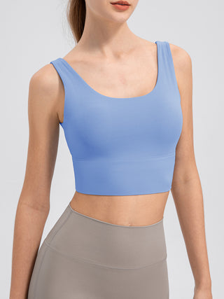 Shop Sky Blue Scoop Neck Wide Strap Active Tank - High-Quality U.S. Made Women’s Fashion with Free & Fast Shipping