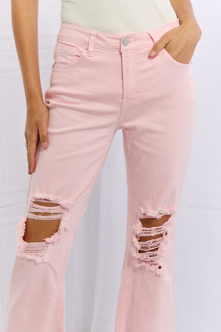 Shop RISEN Miley Full Size Distressed Ankle Flare Jeans - High-Quality U.S. Made Women’s Fashion with Free Fast Shipping