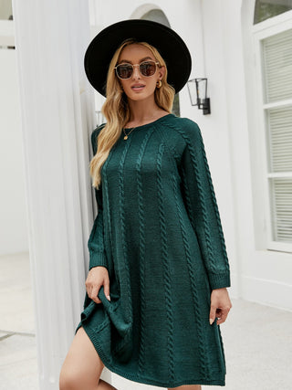 Shop Cable-Knit Long Sleeve Sweater Dress - High-Quality U.S. Made Women’s Fashion with Free & Fast Shipping