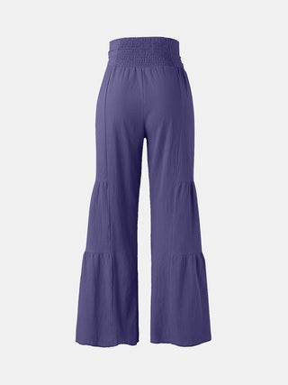 Shop Tied Ruched Wide Leg Pants - High-Quality U.S. Made Women’s Fashion with Free & Fast Shipping