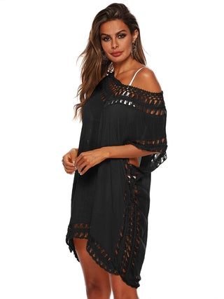 Shop Cutout V-Neck Short Sleeve Cover-Up - High-Quality U.S. Made Women’s Fashion with Free Fast Shipping