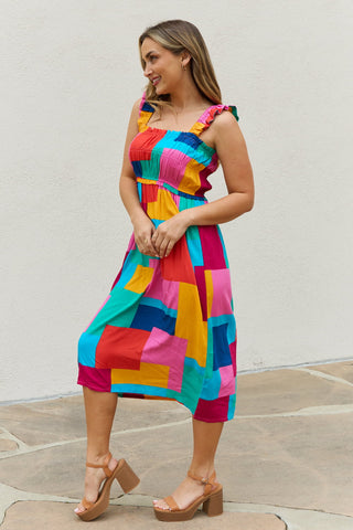 Shop And The Why Multicolored Square Print Summer Dress - High-Quality U.S. Made Women’s Fashion with Free & Fast Shipping