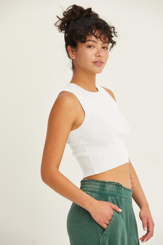 Shop Off White HYFVE Ribbed Knit Cropped Tank - High-Quality U.S. Made Women’s Fashion with Free & Fast Shipping