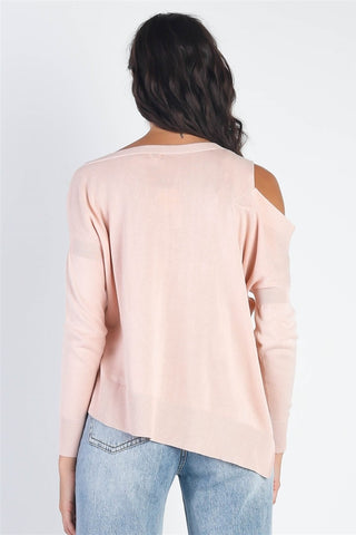 Shop UNIQ Cold Shoulder Long Sleeve Knit Top - High-Quality U.S. Made Women’s Fashion with Free & Fast Shipping