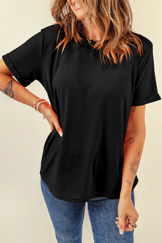 Shop Round Neck Short Sleeve T-Shirt - High-Quality U.S. Made Women’s Fashion with Free & Fast Shipping