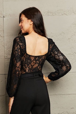 Shop Lace Long Sleeve Bodysuit - High-Quality U.S. Made Women’s Fashion with Free & Fast Shipping