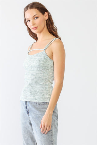 Shop Le Lis Heathered Ribbed Adjustable Strap Cami - High-Quality U.S. Made Women’s Fashion with Free & Fast Shipping