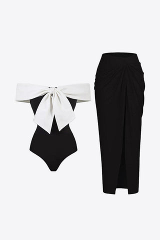 Shop Contrast Bow Detail Two-Piece Swim Set - High-Quality U.S. Made Women’s Fashion with Free Fast Shipping