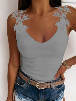 Shop Full Size Lace Detail Scoop Neck Tank - High-Quality U.S. Made Women’s Fashion with Free Fast Shipping