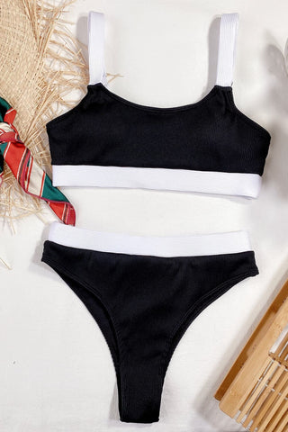 Shop Color Block Scoop Neck Bikini Set - High-Quality U.S. Made Women’s Fashion with Free Fast Shipping