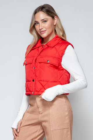 Shop Snobbish Snap Down Quilted Crop Vest - High-Quality U.S. Made Women’s Fashion with Free Fast Shipping