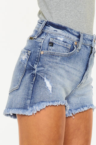 Shop Kancan Distressed Raw Hem Denim Shorts - High-Quality U.S. Made Women’s Fashion with Free & Fast Shipping