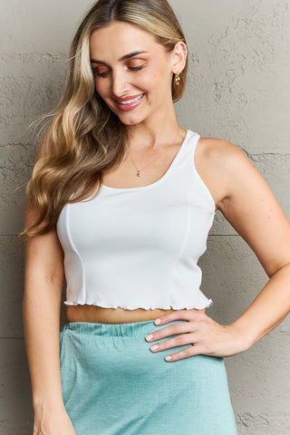 Shop HIDDEN Bow Down Sleeveless Ruffle Crop Top - High-Quality U.S. Made Women’s Fashion with Free Fast Shipping