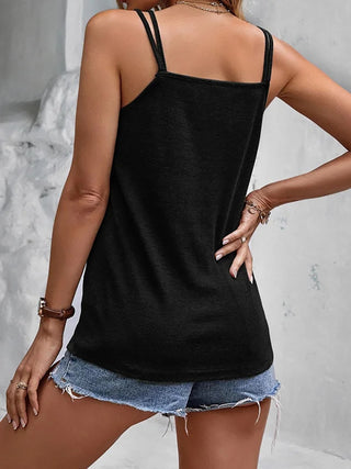 Shop Full Size Notched Double Strap Cami - High-Quality U.S. Made Women’s Fashion with Free Fast Shipping