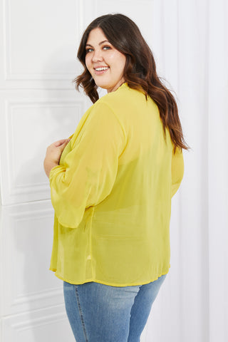 Shop Melody Just Breathe Full Size Chiffon Kimono in Yellow - High-Quality U.S. Made Women’s Fashion with Free & Fast Shipping