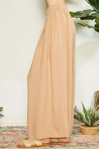 Shop Mittoshop Wrap Pleating Detail Wide Leg Pants - High-Quality U.S. Made Women’s Fashion with Free & Fast Shipping