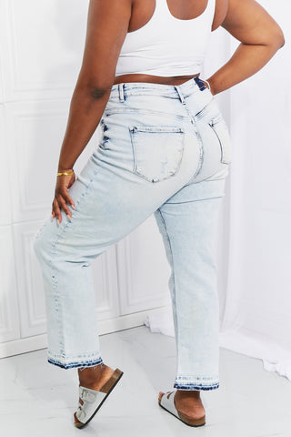 Shop RISEN Full Size Camille Acid Wash Crop Straight Jeans - High-Quality U.S. Made Women’s Fashion with Free & Fast Shipping