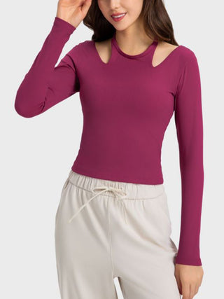 Shop Millennia Halter Neck Long Sleeve Sporty Top - High-Quality U.S. Made Women’s Fashion with Free & Fast Shipping