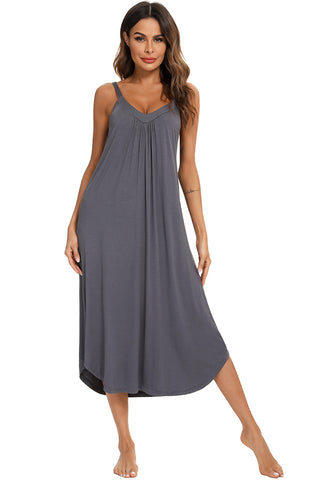 Shop V-Neck Midi Lounge Dress - High-Quality U.S. Made Women’s Fashion with Free Fast Shipping