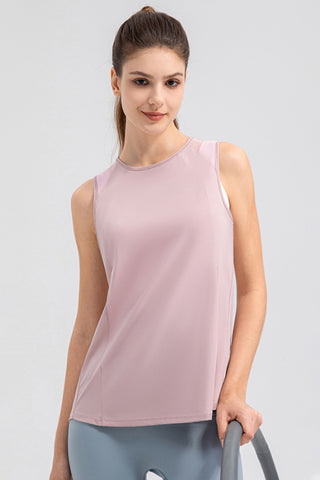 Shop Dusty Pink Round Neck Wide strap Active Tank - High-Quality U.S. Made Women’s Fashion with Free & Fast Shipping