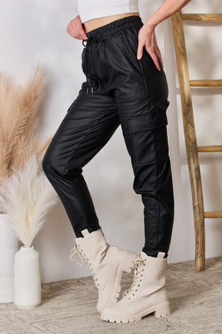 Shop Color 5 Faux Leather Cargo Pants - High-Quality U.S. Made Women’s Fashion with Free & Fast Shipping