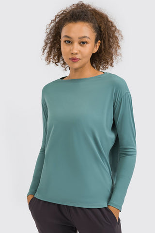 Shop Blue Millennia Loose Fit Active Top - High-Quality U.S. Made Women’s Fashion with Free & Fast Shipping