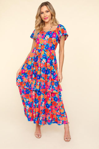 Shop Haptics Floral Maxi Ruffled Dress with Side Pockets - High-Quality U.S. Made Women’s Fashion with Free & Fast Shipping