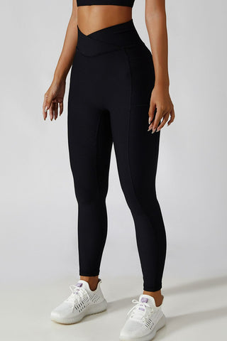 Shop Basic Bae Crossover Waist Active Leggings - High-Quality U.S. Made Women’s Fashion with Free & Fast Shipping