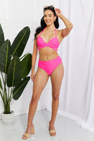 Shop Marina West Swim Summer Splash Halter Bikini Set in Pink - High-Quality U.S. Made Women’s Fashion with Free Fast Shipping