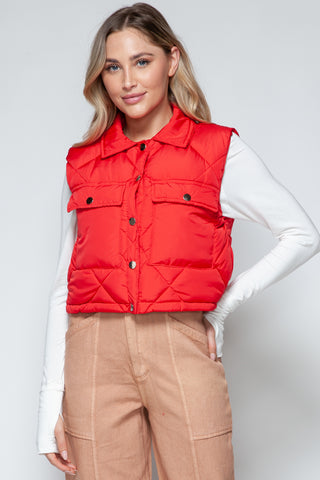 Shop Snobbish Snap Down Quilted Crop Vest - High-Quality U.S. Made Women’s Fashion with Free Fast Shipping