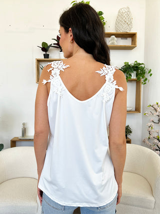 Shop Full Size Lace Detail Scoop Neck Tank - High-Quality U.S. Made Women’s Fashion with Free Fast Shipping