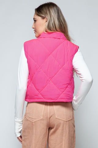 Shop Snobbish Snap Down Quilted Crop Vest - High-Quality U.S. Made Women’s Fashion with Free & Fast Shipping