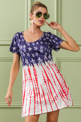 Shop BiBi American Flag Theme Tee Dress - High-Quality U.S. Made Women’s Fashion with Free & Fast Shipping