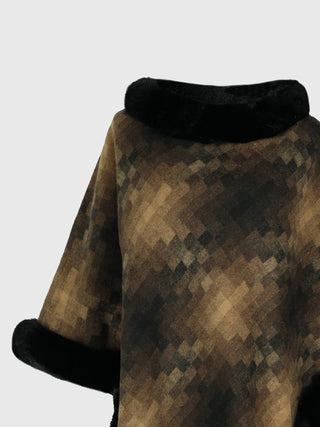 Shop Faux Fur Trim Poncho - High-Quality U.S. Made Women’s Fashion with Free & Fast Shipping