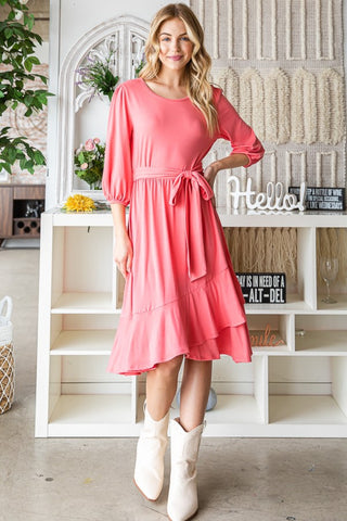 Shop Reborn J Tie Front Ruffle Hem Dress - High-Quality U.S. Made Women’s Fashion with Free & Fast Shipping