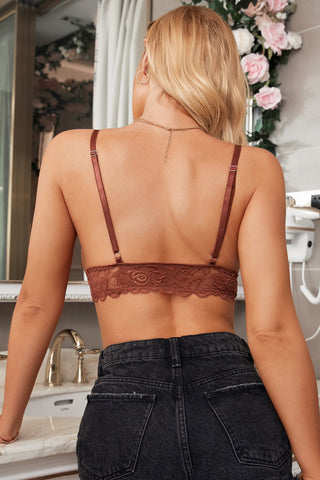 Shop Floral Lace Scalloped Hem Bralette - High-Quality U.S. Made Women’s Fashion with Free Fast Shipping