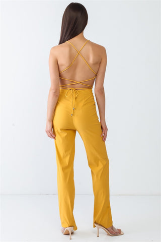 Shop Doreli Group Backless Tied Spaghetti Strap Sleeveless Jumpsuit - High-Quality U.S. Made Women’s Fashion with Free & Fast Shipping