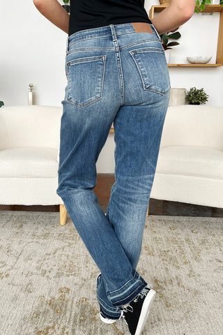 Shop Judy Blue Full Size Mid Rise Release Hem Jeans - High-Quality U.S. Made Women’s Fashion with Free & Fast Shipping