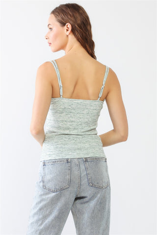 Shop Le Lis Heathered Ribbed Adjustable Strap Cami - High-Quality U.S. Made Women’s Fashion with Free & Fast Shipping