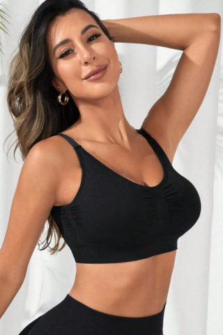 Shop Scoop Neck Cropped Active Bra - High-Quality U.S. Made Women’s Fashion with Free & Fast Shipping