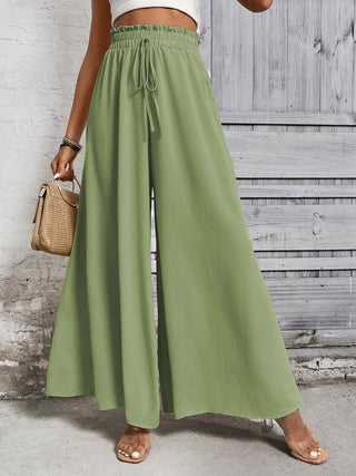 Shop Honey Tied High Waist Wide Leg Pants - High-Quality U.S. Made Women’s Fashion with Free & Fast Shipping